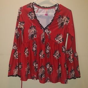 Red Floral Top
